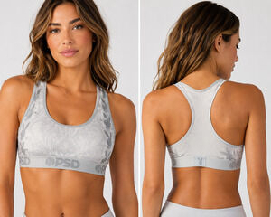 New PSD x Playboy PB Neo Tribal Sports Bra Gray Size XS